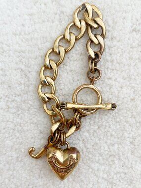 Vintage Y2K Juicy Couture Gold Heart Charm Bracelet